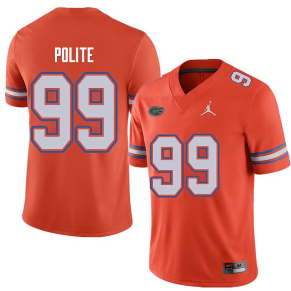 Men's NCAA Florida Gators Jachai Polite #99 Stitched Authentic Jordan Brand Orange College Football Jersey HKH8865ZV